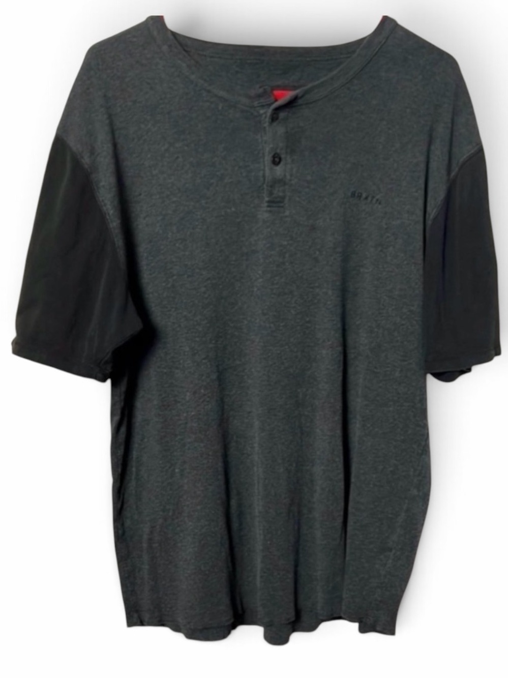 Brixton Men's Charcoal and Black Henley Shirt Size XL